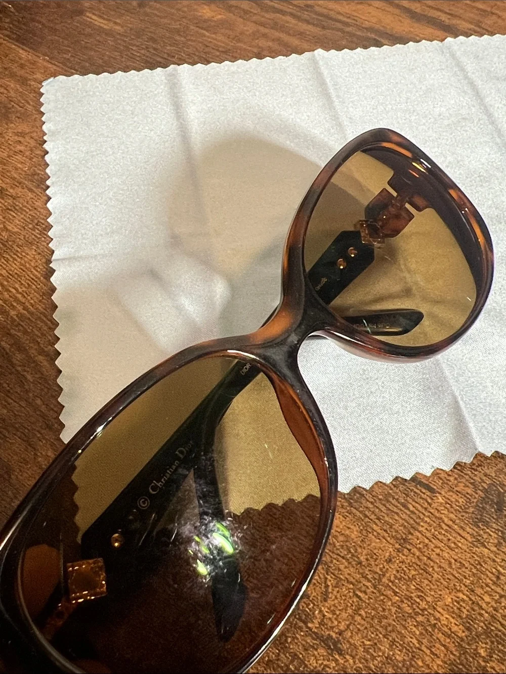 Dior Tortoiseshell and Black Sunglasses with Gold Accent